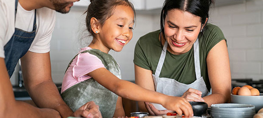 Family cooking in the kitchen